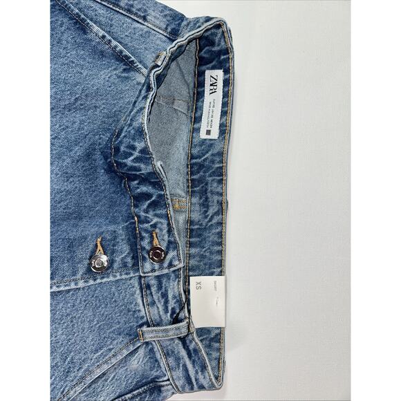 NEW Zara Skort Womens S Small Black Skirt High Rise Denim Dark Wash Button Fly - Picture 8 of 9